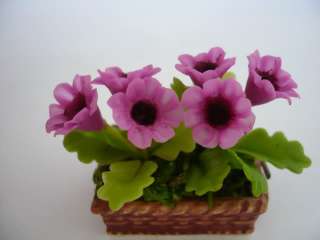 Purple Flower Plant in Pots Dollhouse Miniatures Deco Garden  