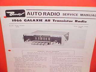 1966 FORD GALAXIE BENDIX RADIO SERVICE SHOP MANUAL BOOK  