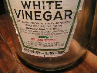 Old Heinz Vinegar Bottle Glass JUG Handle Label  