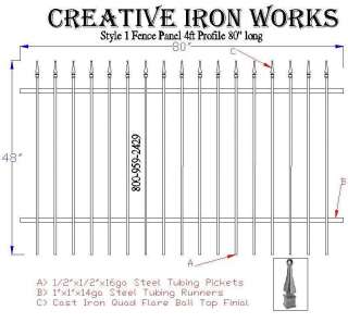 Wrought Iron Style Fence 4ft Tall 80in Wide *NEW*  