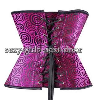 Purple Swirl Underbust CORSET Bustier Full Steel Boned 5XL A01