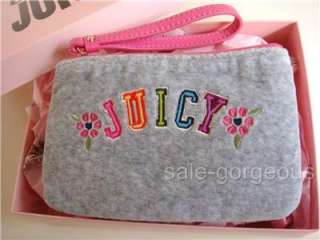   Couture Girls Velour Wristlet Gray Kids Bag in Pink Gift Box  