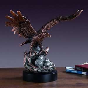  Eagle with Two Babies Bronze Plated Statue Sculpture