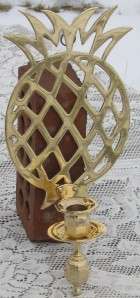 Solid Brass PINEAPPLE DESIGN CANDLE WALL SCONCE   EUC  