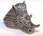 rhino head spikes ring br48 heavy silver horns hog pig