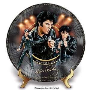  68 Comeback Special Record Shaped Porcelain Collector Plate: Elvis 