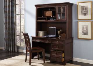 New Beacon Home Office Writing Desk Base Top Hutch Cherry 3 Piece New 