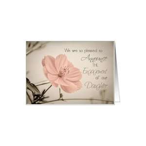  Pink Flower Engagement of Daughter Announcement Card Card 
