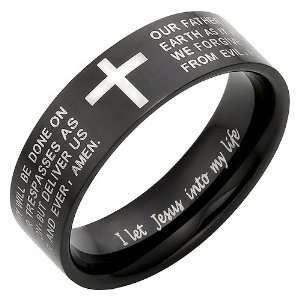   Ring Engraved I Let Jesus Into My Life In Black Velvet Gift Box Size 8