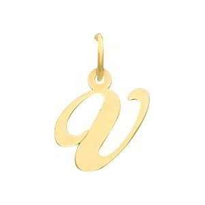  Fancy Cursive Letter V Charm 14K Gold: Jewelry