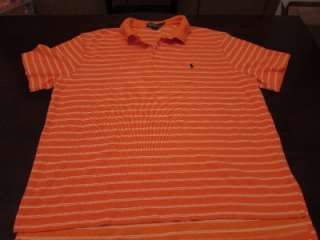   Mens Cool Bright Orange Stripped Polo Impress Shirt Sz XL SEE  