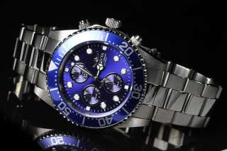 Invicta Mens Pro Diver Blue Dial Chronograph Stainless Steel Bracelet 