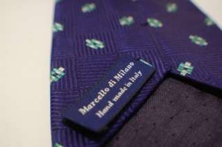   DI MILANO TIE   navy blue & green geometric   MADE in ITALY  