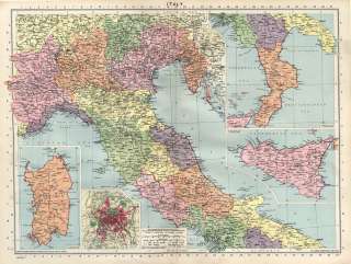 Beautiful Large 1940 Philips Atlas Map of ITALY. Rare  