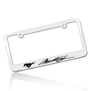  Ford Mustang Script Chrome Metal License Frame Automotive