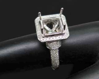   Cut 8x8mm Solid 14Kt White Gold 0.90Ct Diamond Semi Mount Ring  