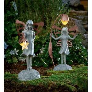    Flower Fairy Garden Statue With Solar Lantern Patio, Lawn & Garden