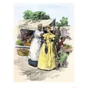 com Southern Lady and Her African American Slave in an Outdoor Market 