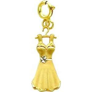  14K Two Tone Gold Diamond Cut Dress Charm Jewelry