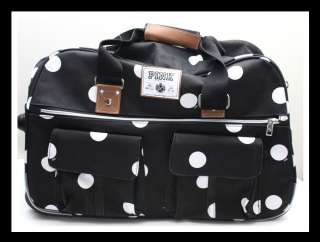 XL Victoria Secret PINK POLKA DOT LUGGAGE Rolling Duffle Bag Suitcase 