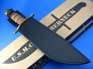   Stacked Leather Handle Bowie Knife with Black Leather Sheath  