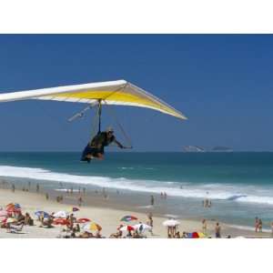 Hang Glider Landing on Pepino Beach, Rio De Janeiro, Brazil, South 