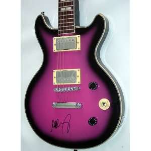 Hannah Montana Miley Cyrus Autographed Signed Purple Guitar