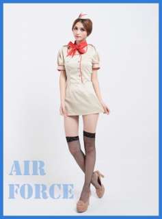 Sexy Air Hostess Airline Stewardess Halloween Costume Uniform @V9060 