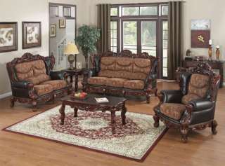   Leather Fabric Sofa Loveseat 2 Pc Living Room Set Furniture  