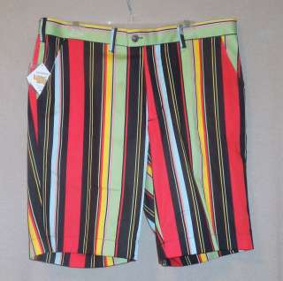 Mens Loudmouth Hotdog Striped Flat Front Golf Shorts NWT  