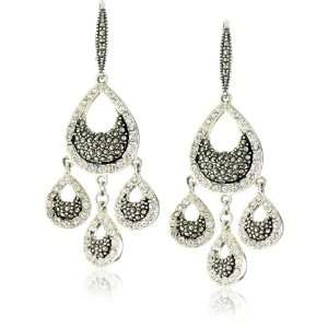 Judith Jack Sterling, Marcasite and Crystal Chandelier Drop Earring