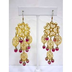 Lee Angel womens amethyst pink/gold chandalier earrings