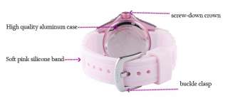 Haurex Italy Womens 1K374DP1 Ink Soft Pink Rubber Band Aluminum Watch 