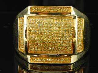 Mens 10k Yellow Gold Canary Yellow Diamond Pinky Ring Engagement 