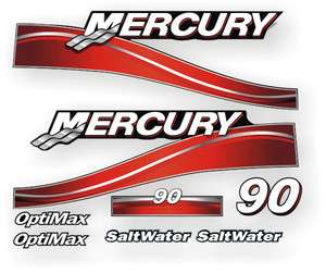 Mercury outboard motor 90hp 90 Optimax 2005 onwards decals stickers 