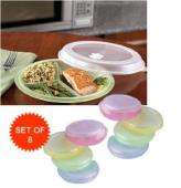 MICROWAVE DIVIDED COLORED PLATES WITH LIDS VENTS SET 8  