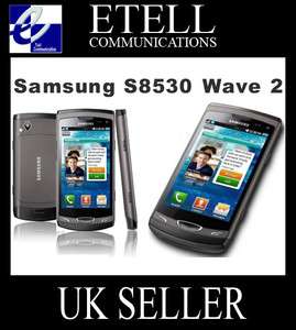 BRAND NEW SAMSUNG WAVE II S8530 BLACK/GREY WIFI MOBILE PHONE UNLOCKED 