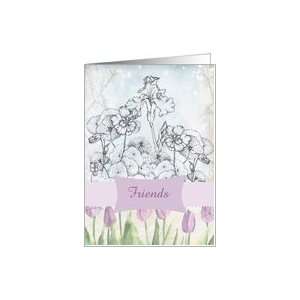  Friends Lavender Tulip Iris Nasturtium Flower Collage Card 