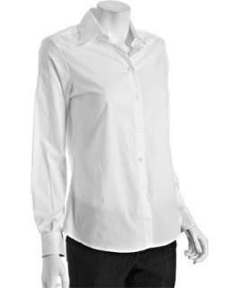 style #309493201 Burberry London white stretch poplin button front 