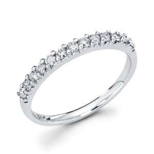 Diamond Wedding Band 14k White Gold Pave Anniversary Ring (3/8 Carat 