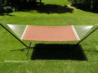 Two Person Large Brown Quilted Hammock Set + Stand  