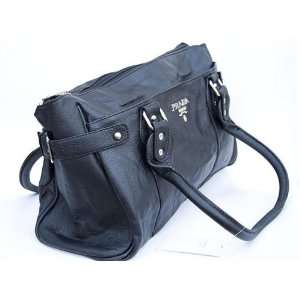  PRADA Leather Tote Bag (Black) 