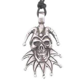 Joker Skull Jester Hat Pewter Pendant Necklace by Dan Jewelers