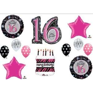 Sweet 16 Sixteen Zebra Cake BIRTHDAY PARTY Balloons Decorations 