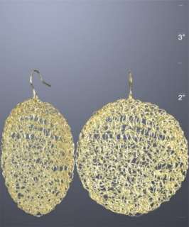 Marcia Moran gold crochet large disc earrings  
