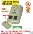 New Single Outlet Surge Protector With Phone Line Power Strip