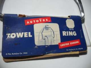 Vintage 1955 NOS AUTOYRE CHROME Towel Ring Holder Rack  