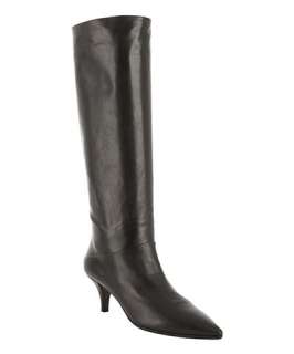 Prada black leather pointed toe boots