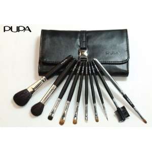   PUPA 10 Pcs Senior Mink Hair Makeup Brush Set & Case   Black Beauty