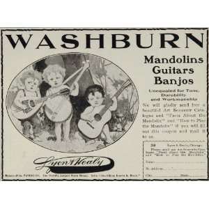  1904 Ad Washburn Mandolin Guitar Banjo Children RARE 